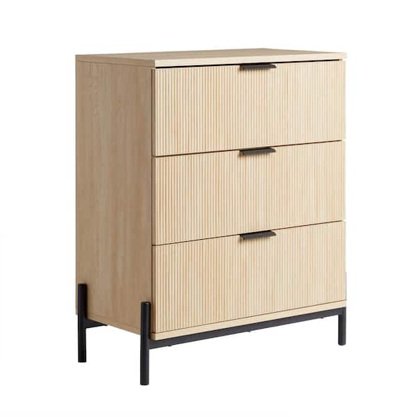 Mid-Century Modern Coastal Oak Wood 28 in. Chest of Drawers