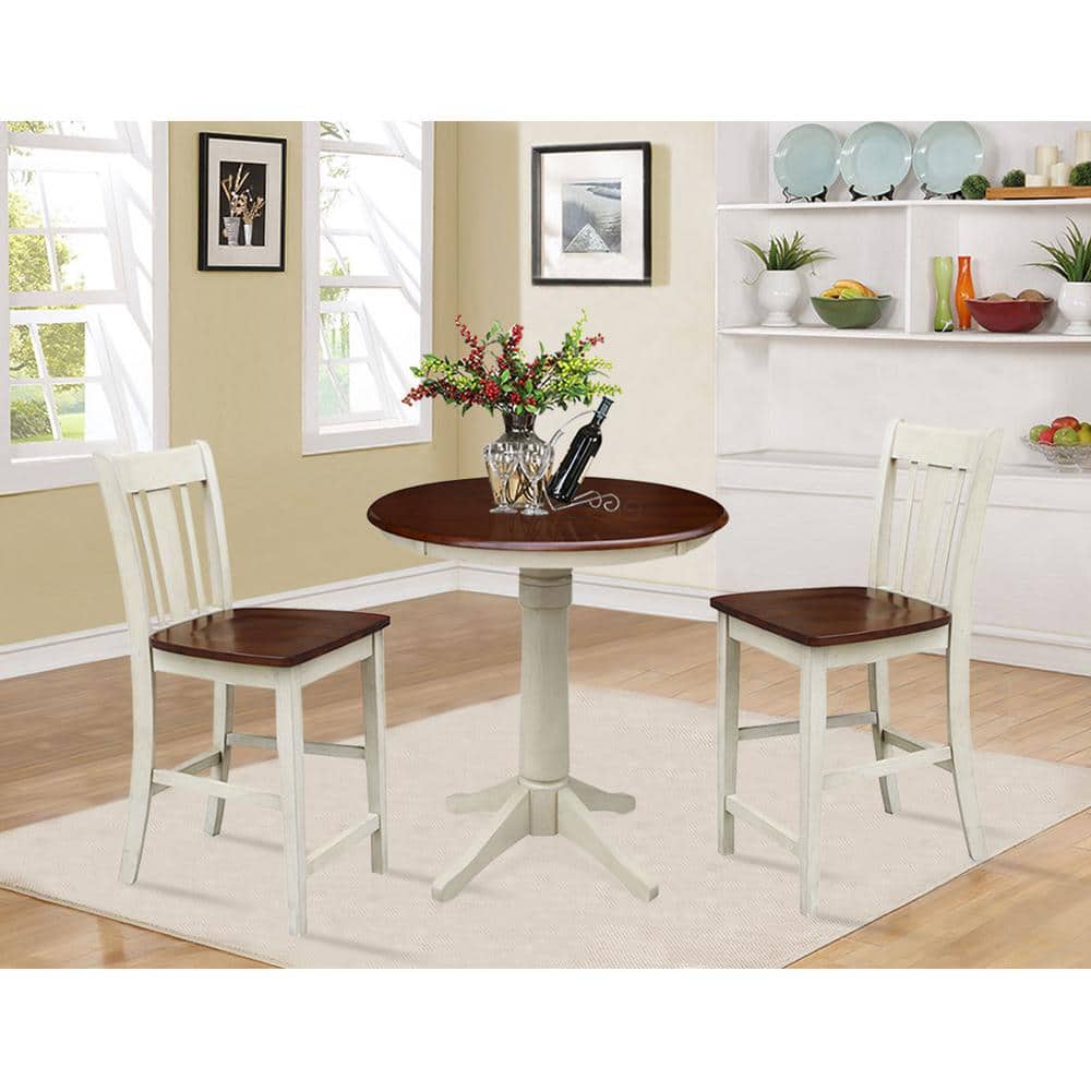 Elegant San Remo Solid Wood Counter Stool in Antique Almond