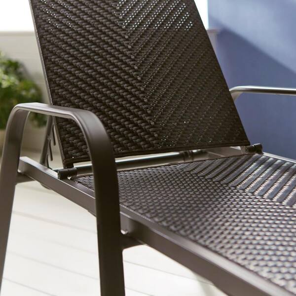 hampton bay adjustable stacking wicker outdoor patio chaise lounge