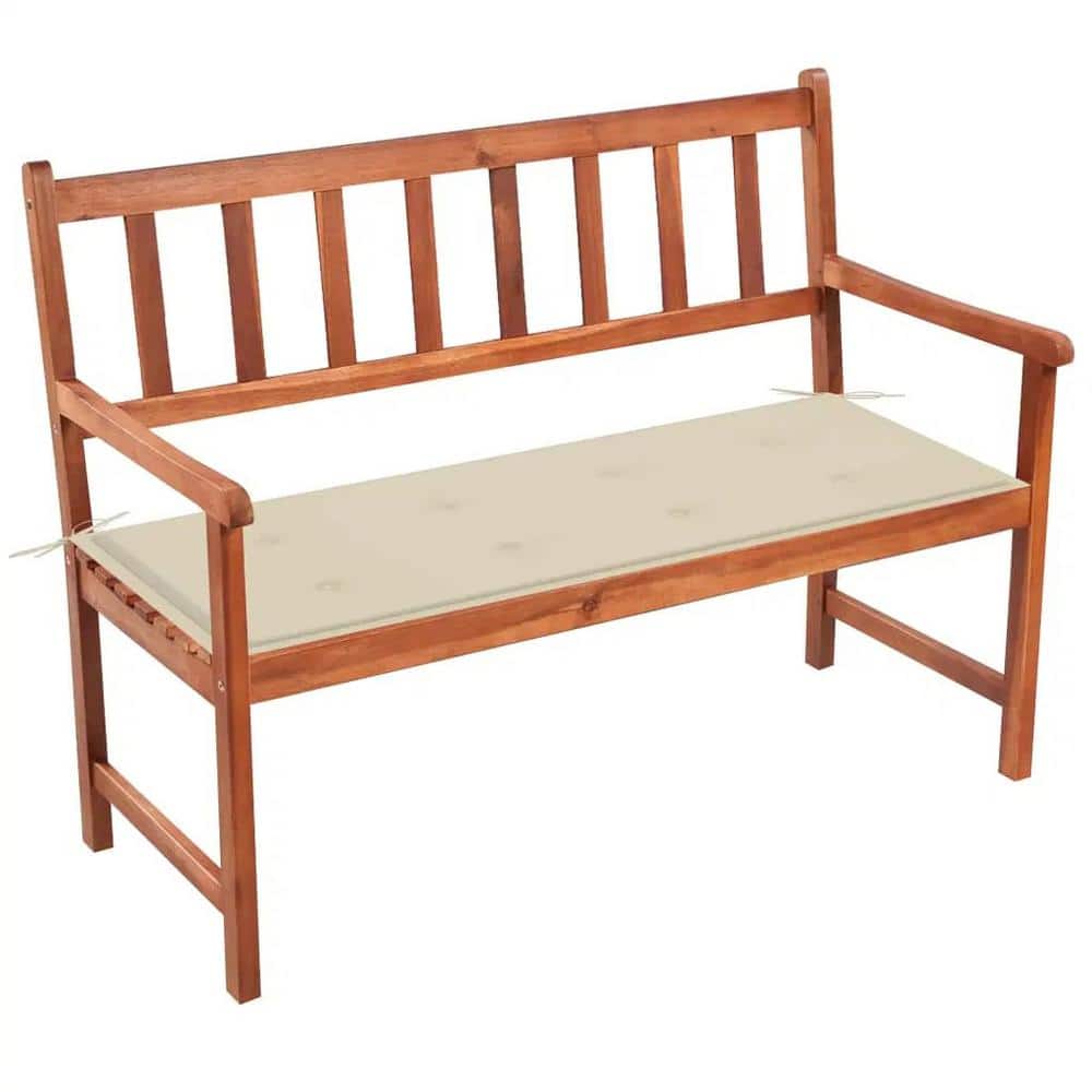 2-Person Wood Outdoor Bench with Cream Cushion in Solid Acacia Wood price history on PriceWatchPro