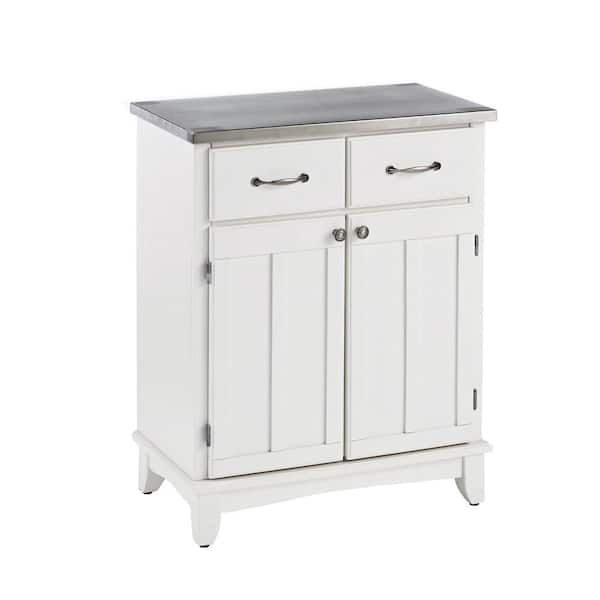 HOMESTYLES White and Stainless Steel Buffet with Storage