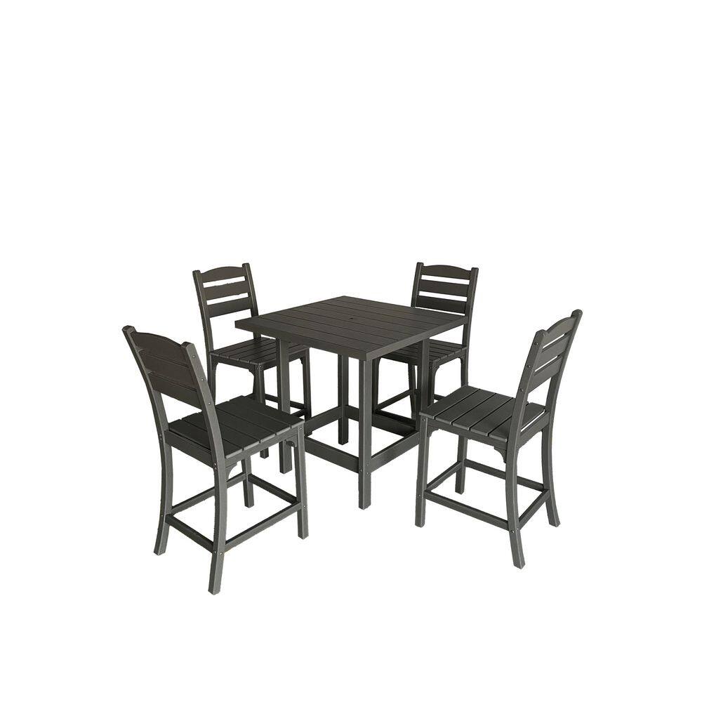 Seaside Bluff 5-Piece HDPE All-Weather Outdoor Counter Height Dining Set Gray price history on PriceWatchPro