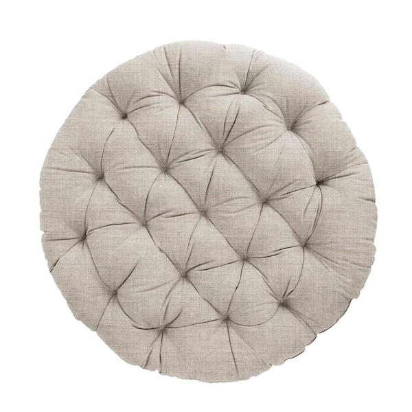 SORRA HOME 44 in. x 4 in. Indoor Round Papasan Cushion in Sunbrella Cast Silver
