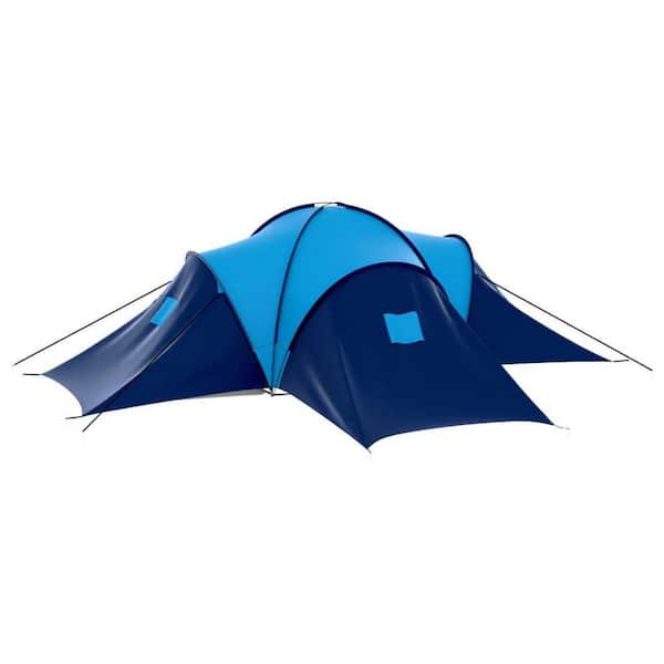 19 ft. x 13 ft. 9-Person Fabric Camping Tent with 3 Compartments, 3 Windows for Ventilation, Blue