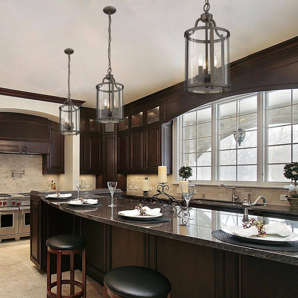 Payton 3-Light Mini Pendant in Rubbed Bronze and Glass