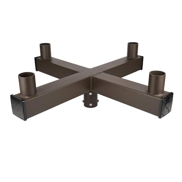 J&H LED 25 in. 90-Degree Quad Low Profile Bullhorn Mounting Bracket Tenon Adapter for Round Outdoor Pole Lights