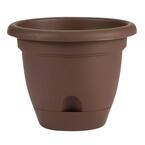 Lucca 13.25 in. Chocolate Plastic Self Watering Planter with Saucer