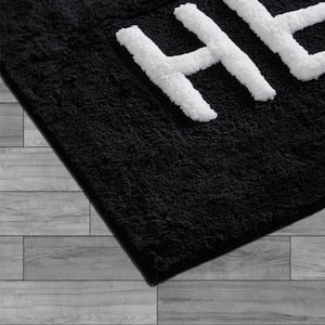 Novelty "Hers" Black 21 in. x 34 in. 100% Cotton Bath Rug