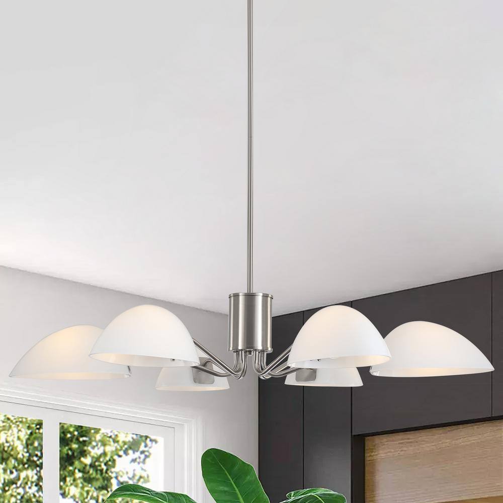 6-Light Nickel Farmhouse Chandelier Light Fixture with Milk Glass Shades price history on PriceWatchPro