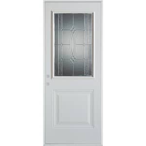 32 in. x 80 in. Diamanti Zinc 1/2 Lite 1-Panel Painted White Right-Hand Inswing Steel Prehung Front Door