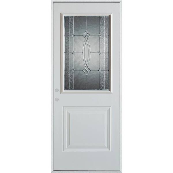 Stanley Doors 32 in. x 80 in. Diamanti Zinc 1/2 Lite 1-Panel Painted White Right-Hand Inswing Steel Prehung Front Door
