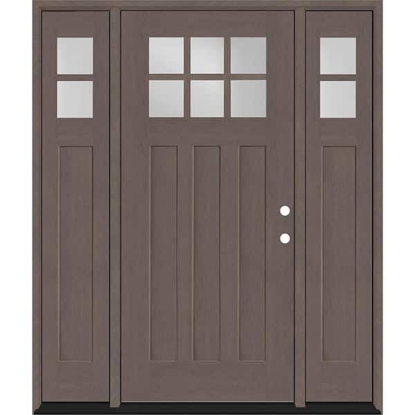 Regency 64 in. x 80 in. 6-Lite Top Lite Clear Glass LHIS Mahogany Fiberglass Prehung Front Door 12 in. Side Lites