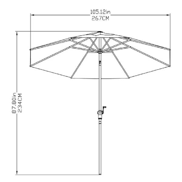 Hampton Bay - 9 ft. Aluminum Market Crank and Tilt Patio Umbrella in Ruby