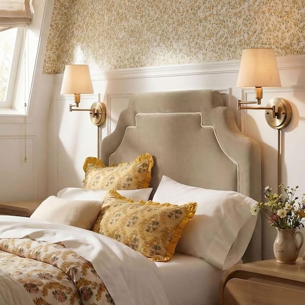 Magnolia Full Size Stain-Resistant Performance Velvet Headboard in Taupe Almond Brown