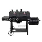 Texas Trio 3-Burner Dual Fuel Grill with Smoker in Black