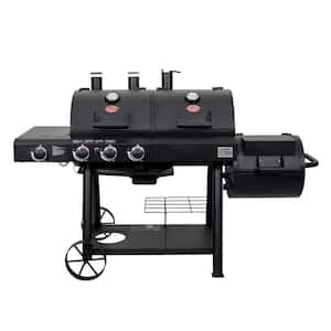 Texas Trio 3-Burner Dual Fuel Grill with Smoker in Black