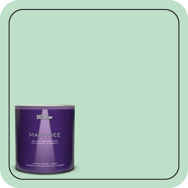 BEHR MARQUEE 1 qt. #470C-3 Spirited Green Eggshell Enamel Interior Paint & Primer
