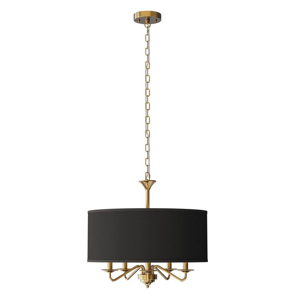 20 in. 5-Light Gold Empire Chandelier with Fabric Shades for Dining and Living Room price history on PriceWatchPro