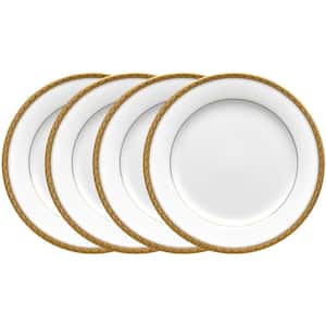 Charlotta Gold 8.25 in. (Gold) Porcelain Salad Plates, (Set of 4)