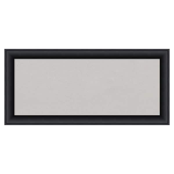 Amanti Art Nero Black Wood Framed Grey Corkboard 33 in. x 15 in. Bulletin Board Memo Board