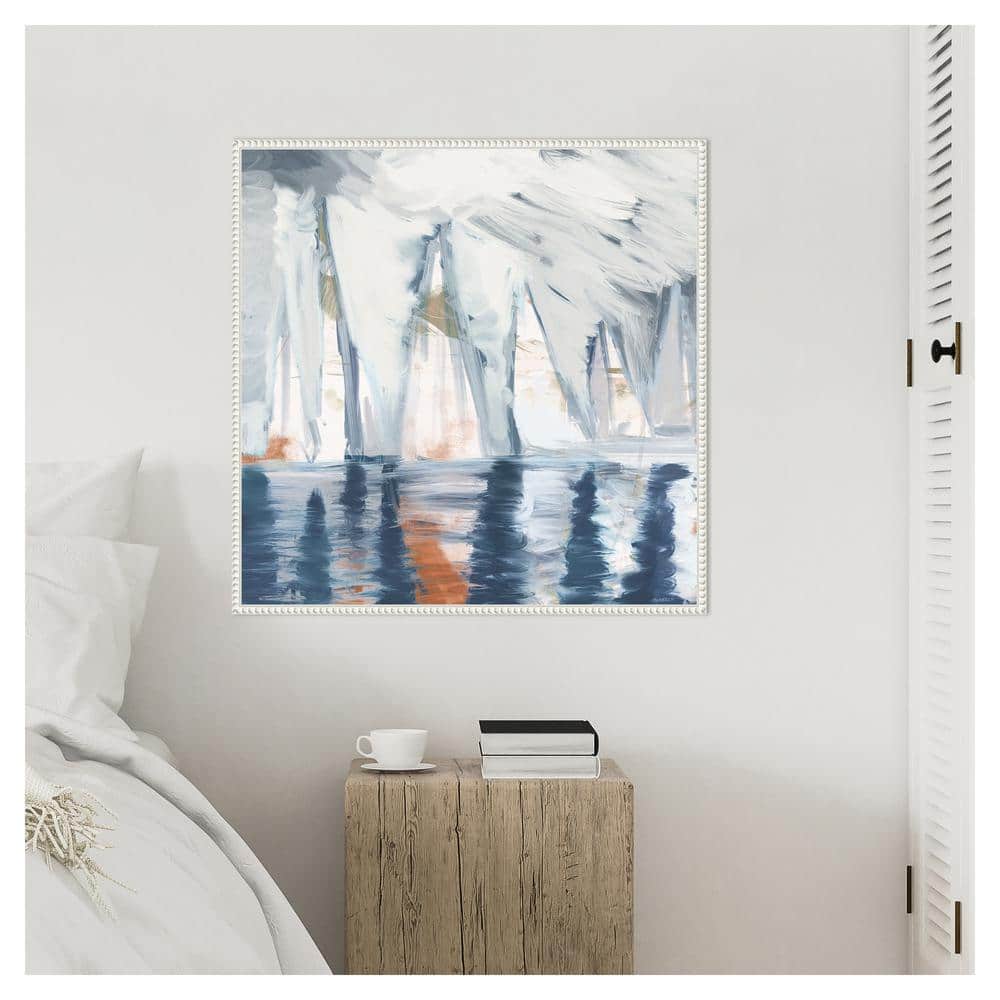 30"x30" Beaded Framed Abstract Coastal Canvas Wall Art