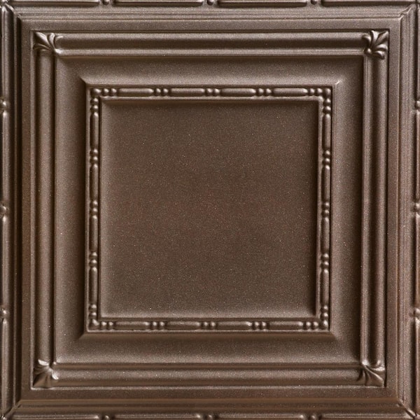 FROM PLAIN TO BEAUTIFUL IN HOURS Eyelet Bronze 2 ft. x 2 ft. Decorative Tin Style Lay-in Ceiling Tile (48 sq. ft./Case)