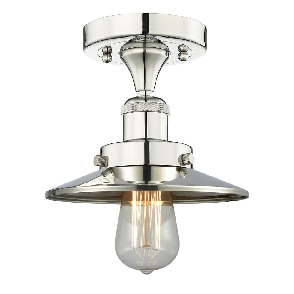 Edison 8 in. 1-Light Polished Nickel Traditional Semi-Flush Mount price history on PriceWatchPro