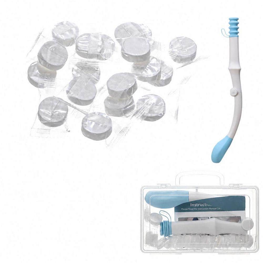 Anqtovp Folding Self Wiping Toilet Aid Tool and 20-Pieces Compressed Washcloth Towels Concealed Screw Ergonomic Handle 8.62 in.