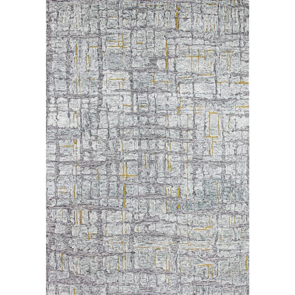 BASHIAN Verona Grey 8 ft. x 10 ft. (7'6" x 9'6") Geometric Transitional Area Rug