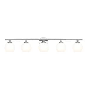 Neoma 38.25 in. 5 Light Chrome Vanity Light with Opal Etched Glass Shade with No Bulbs Included