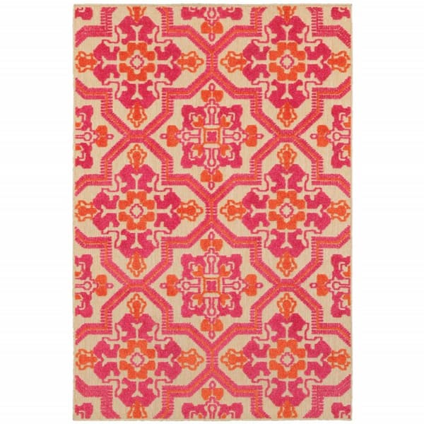 Bernadette Sand 5 ft. x 8 ft. Unthemed Woven Geometric Polypropylene Rectangle Area Rug