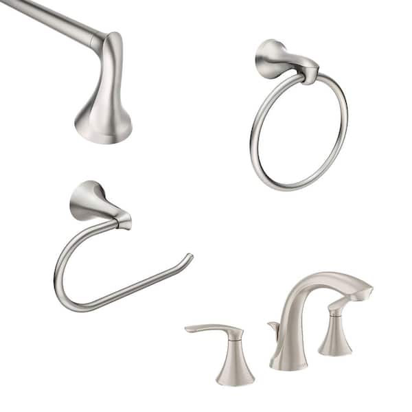 MOEN Darcy 8 in. Widespread 2-Handle Bathroom Faucet Kit with Bath Hardware Set in Spot Resist Brushed Nickel(Valve Included)