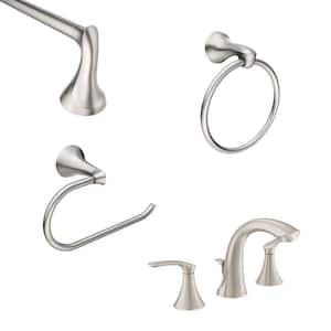 Darcy 8 in. Widespread 2-Handle Bathroom Faucet Kit with Bath Hardware Set in Spot Resist Brushed Nickel(Valve Included)