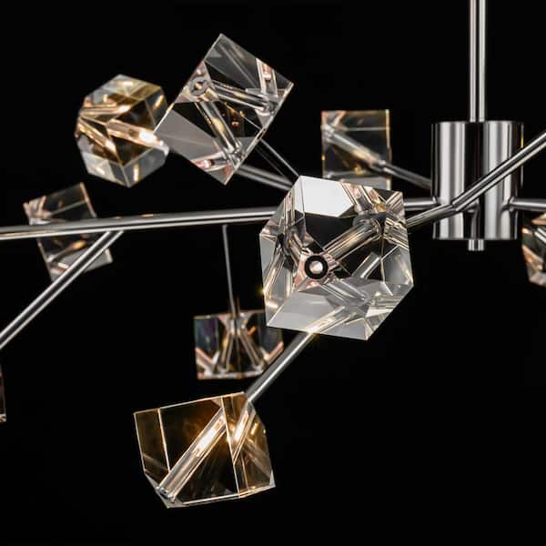 Rennnsan Ellie 18-Light Chrome Square Crystal Sputnik Chandelier