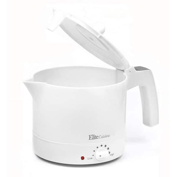 Elite 4-Cup White Electric Kettle with Temperature Control