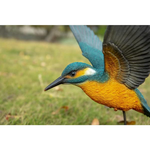 FHFY Garden Kingfisher Décoration de Jardin en résine colorée 19 cm pour intérieur ou extérieur
