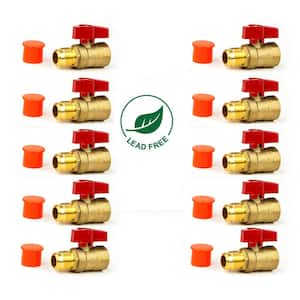 3/8 in. Flare x 1/2 in. FIP Gas Brass Ball Valve (10-Pack)