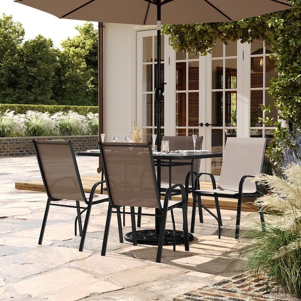Black 5-Piece Metal Patio Conversation Set