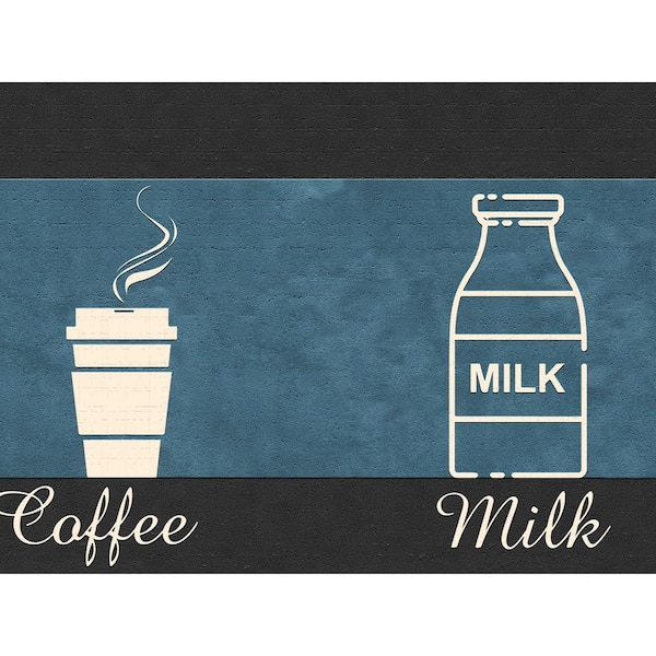 Dundee Deco Falkirk Dandy II Blue Coffee Milk Tea Kitchen Peel and Stick Wallpaper Border