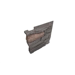 Stacked Stone Coffee 12 in. x 1.375 in. x 12 in. Faux Stone Siding Left Corner Panel