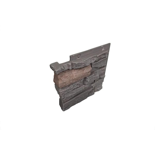 GenStone Stacked Stone Coffee 12 in. x 1.375 in. x 12 in. Faux Stone Siding Left Corner Panel