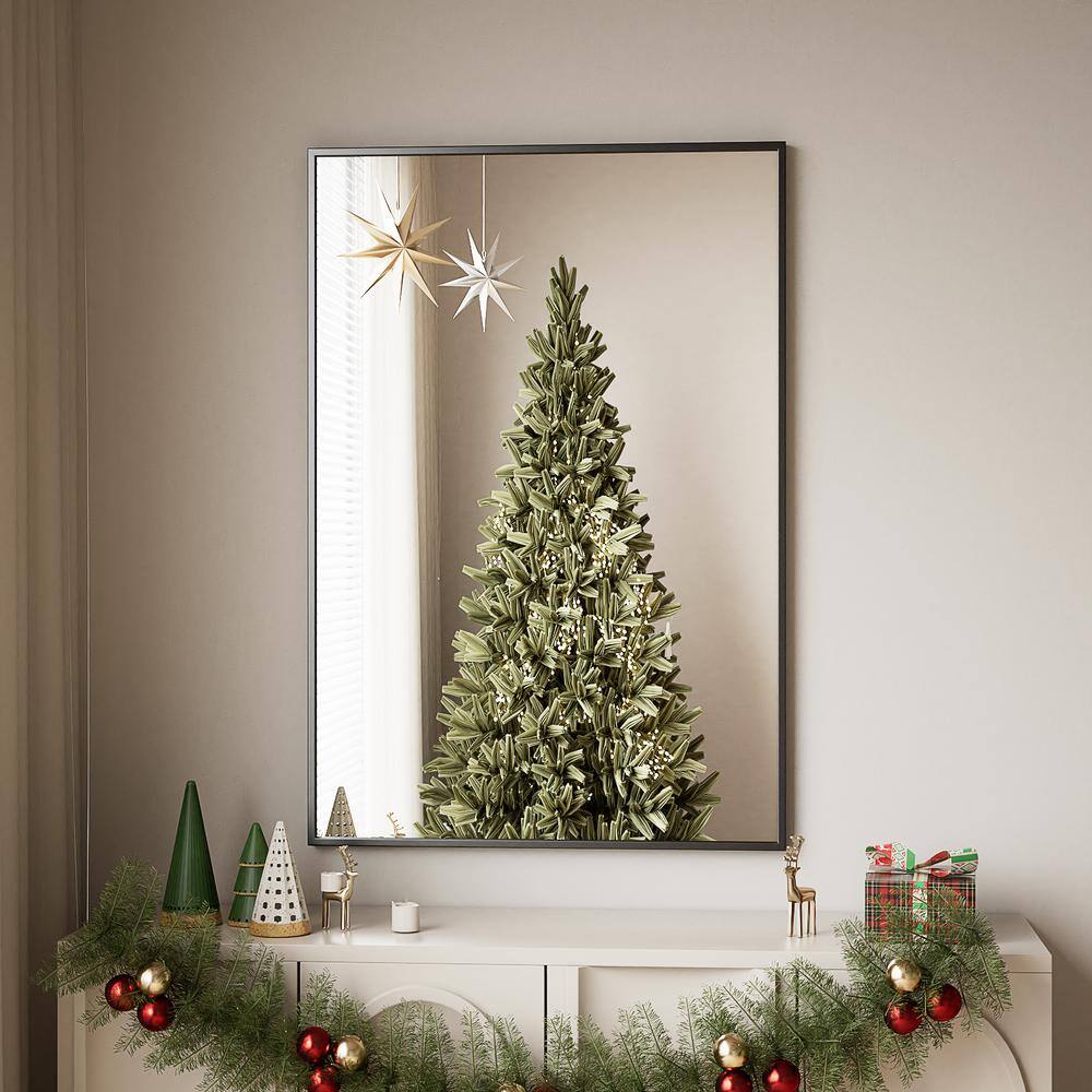 24 in. W x 35.5 in. H Modern Rectangular Aluminum Framed Black Wall Mirror price history on PriceWatchPro