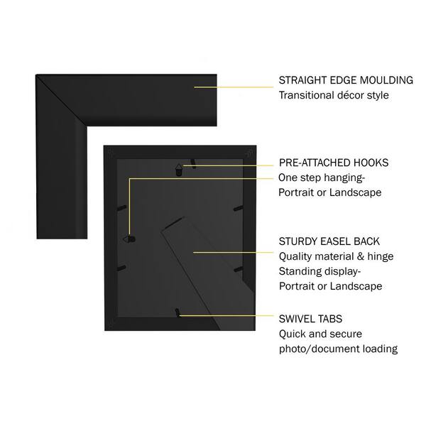 4 x 6 Black MDF Wood Multi-Pack Picture Frames with Molded Edges