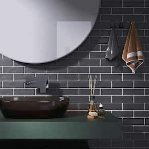 Borgo Subway Black 2.6 in. X 7.9 in. Matte Porcelain Floor and Wall Tile (7.54 sq. ft./Case)
