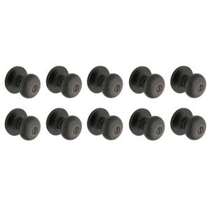 Simple Series Round Aged Bronze Bed/Bath Door Knob (10-Pack)
