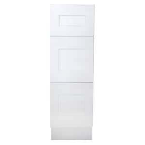 Ready to Assemble Shaker 12 in. W x 21 in. D x 34.5 in. H Vanity Cabinet with 3 Drawers in White