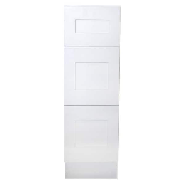 Plywell Ready to Assemble Shaker 15 in. W x 21 in. D x 34.5 in. H Vanity Cabinet with 3 Drawers in White