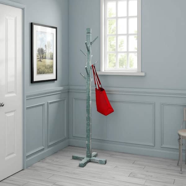 Rena Green Coat Rack with 8-Wood Stems