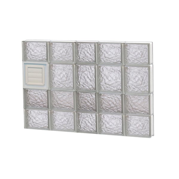 Clearly Secure 36.75 in. x 25 in. x 3.125 in. Frameless Ice Pattern Glass Block Window with Dryer Vent