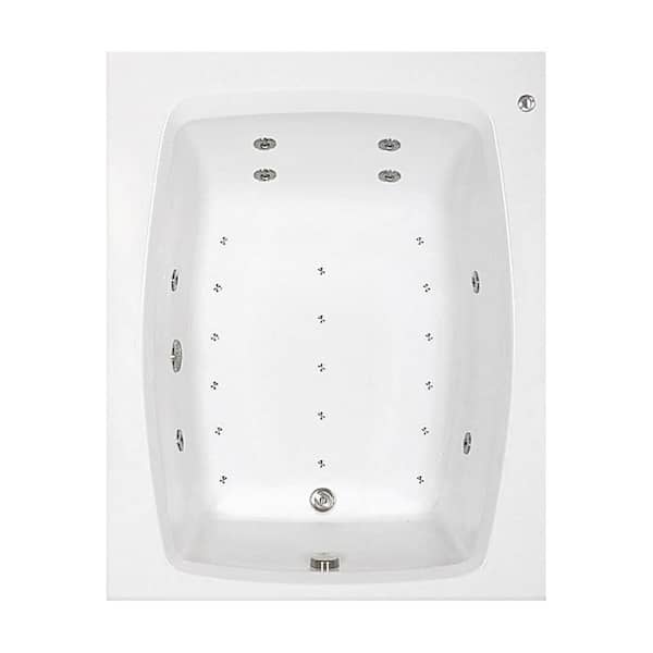 Comfortflo 60 in. x 48 in. Acrylic Rectangular Drop-in Whirlpool and Air Bathtub with Reversible Drain in White